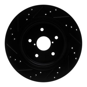 Subaru Outback Brake Rotor (1) - Rear Right - R1 Concepts - Drilled & Slotted - Black - `15-`25